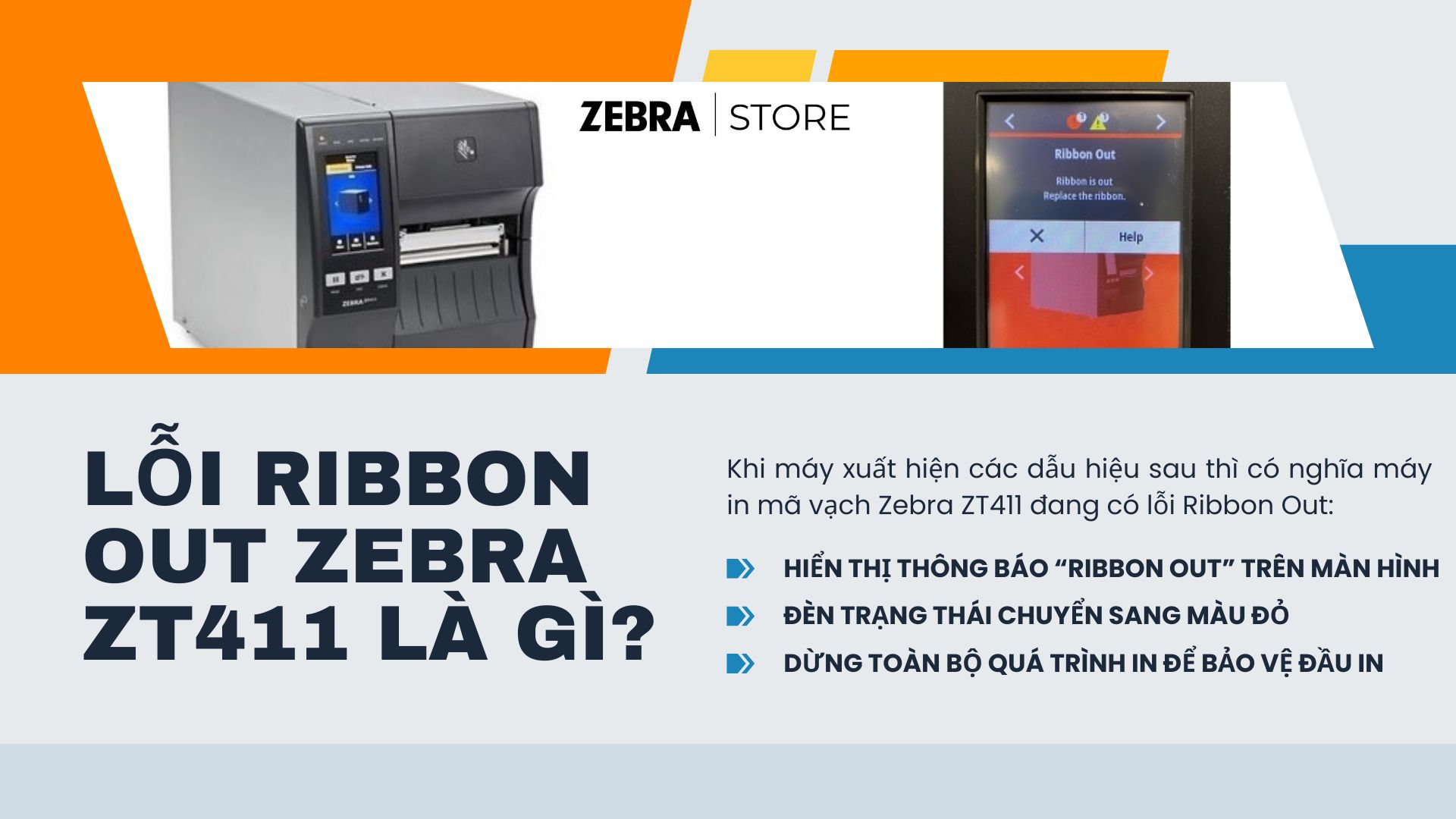 Cách khắc phục lỗi Ribbon Out trên máy in mã vạch Zebra ZT411