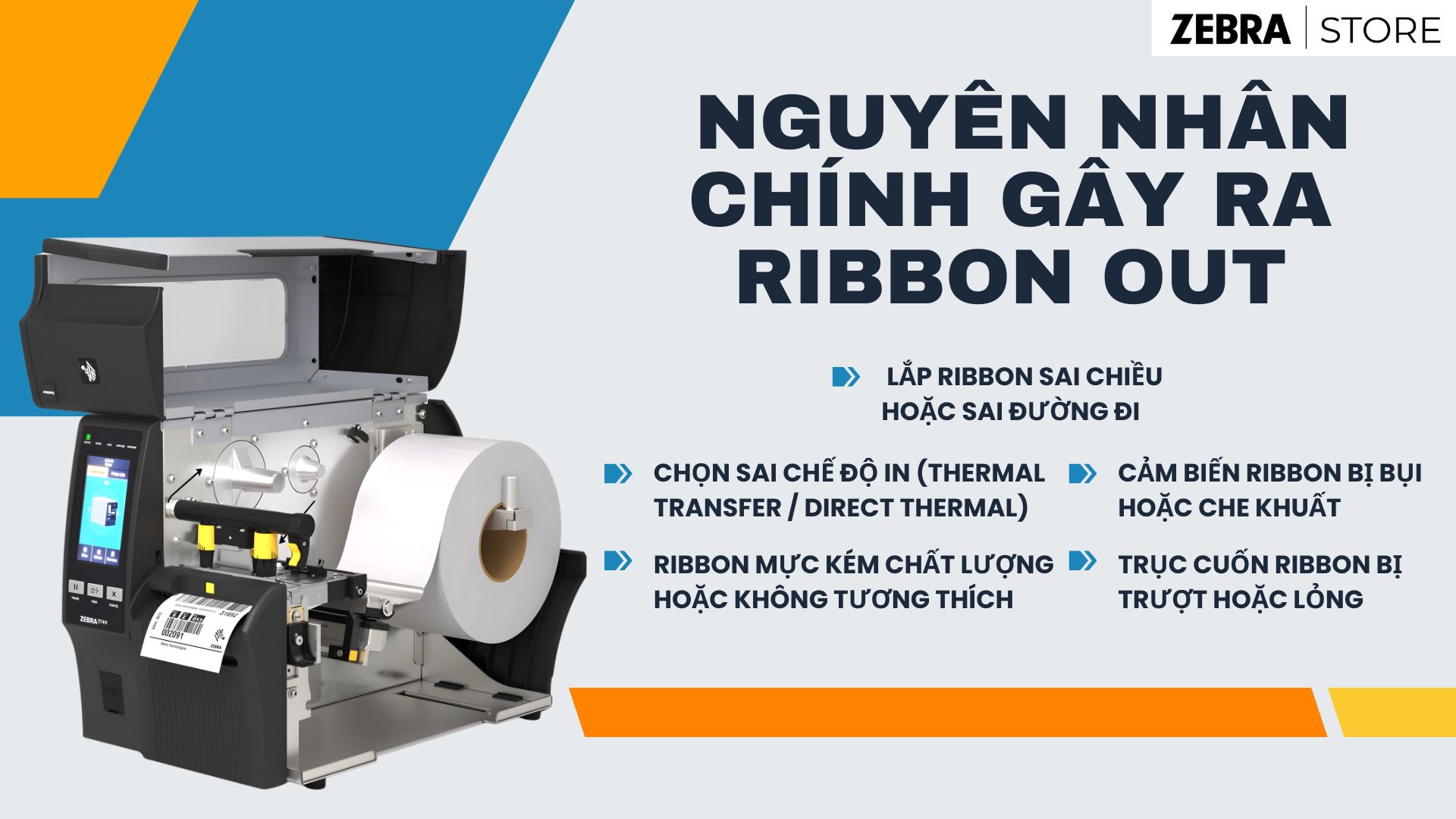 Cách khắc phục lỗi Ribbon Out trên máy in mã vạch Zebra ZT411